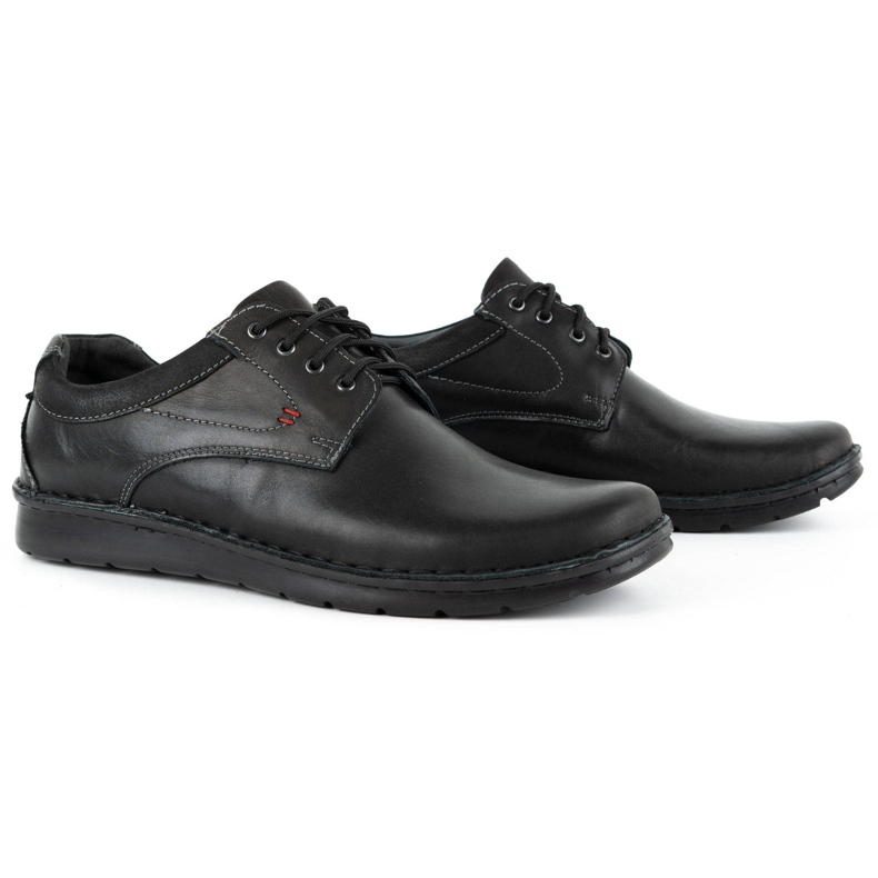 Kampol Sapatos masculinos casuais de couro 13/27 black face preto 2