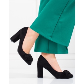 Sapatos femininos Shelovet no poste com laço preto 1