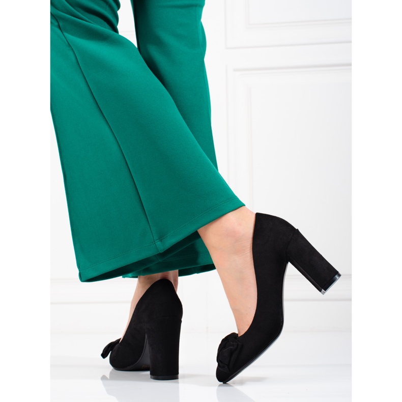 Sapatos femininos Shelovet no poste com laço preto 2