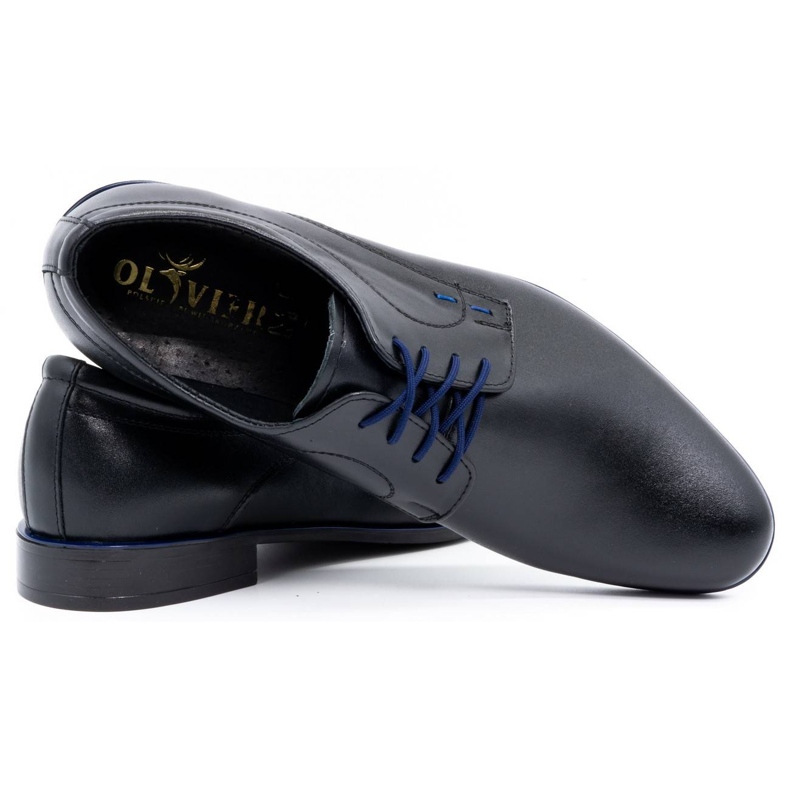 Olivier Sapatos formais de couro masculino 277 preto com azul 3