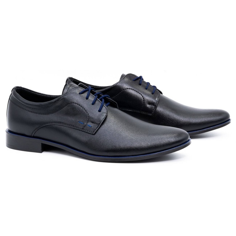 Olivier Sapatos formais de couro masculino 277 preto com azul 2