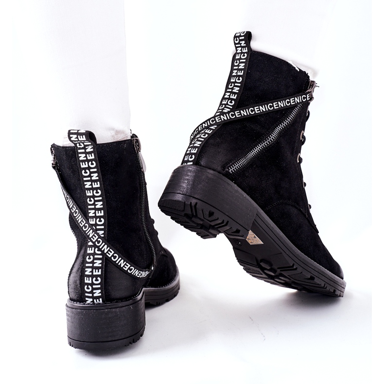 Vinceza Botas de trabalho femininas com isolamento preto 4