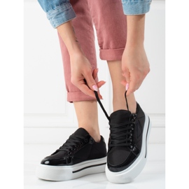 Sapatos desportivos de plataforma pretos Shelovet de mulher 1