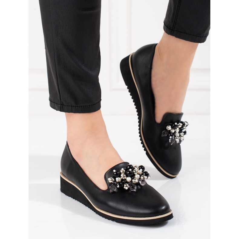 Goodin Sapatos femininos da moda Shelovet feitos de couro ecológico preto 2