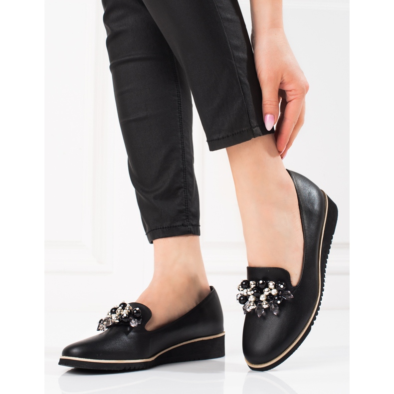 Goodin Sapatos femininos da moda Shelovet feitos de couro ecológico preto 1