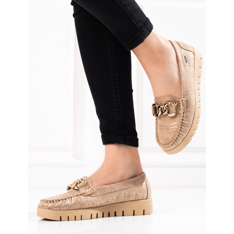 Goodin Mocassins de mulher Shelovet bege dourado 2