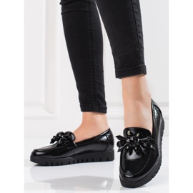 Goodin Mocassins de mulher Shelovet pretos com cristais 1