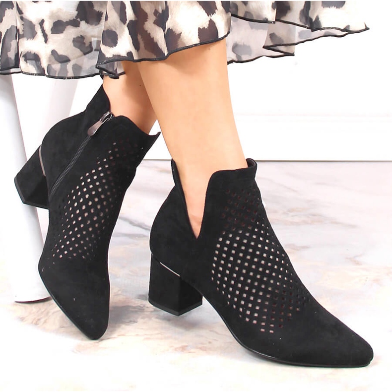 Botas de camurça pretas vazadas de mulher Vinceza 10892 preto 1