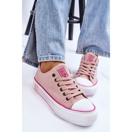 Tênis feminino plataforma de tecido Big Star LL274181 rosa 1
