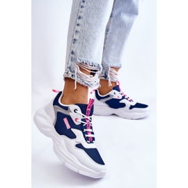 Tênis esportivo feminino leve Big Star LL274376 branco e azul marinho azul-marinho 2