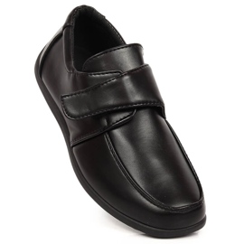 Sapato de comunhão formal Black American Club 52/23 para meninos com velcro preto 1