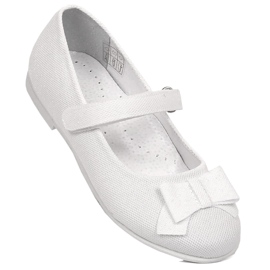 Bailarinas de comunhão para meninas branco brilhante com velcro Kornecki 6802 1 Bailarinas de comunhão para meninas branco brilhante com velcro Kornecki 6802 1