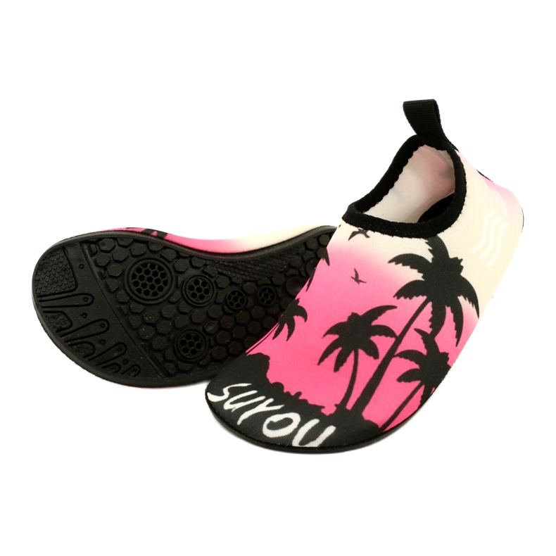 Sapatos aquáticos de neoprene rosa e preto ProWater 3