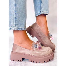 PA1 Mocassim plataforma Khaki Stefani com pedraria bege 1 PA1 Mocassim plataforma Khaki Stefani com pedraria bege 1