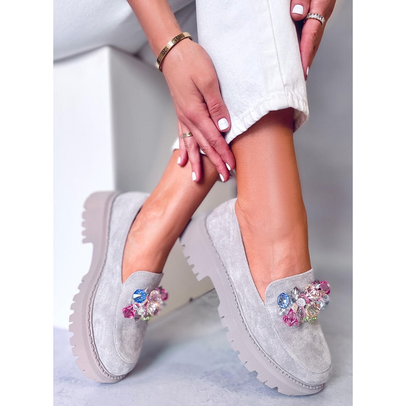 PA1 Stefani mocassim plataforma cinza com brilhantes 1