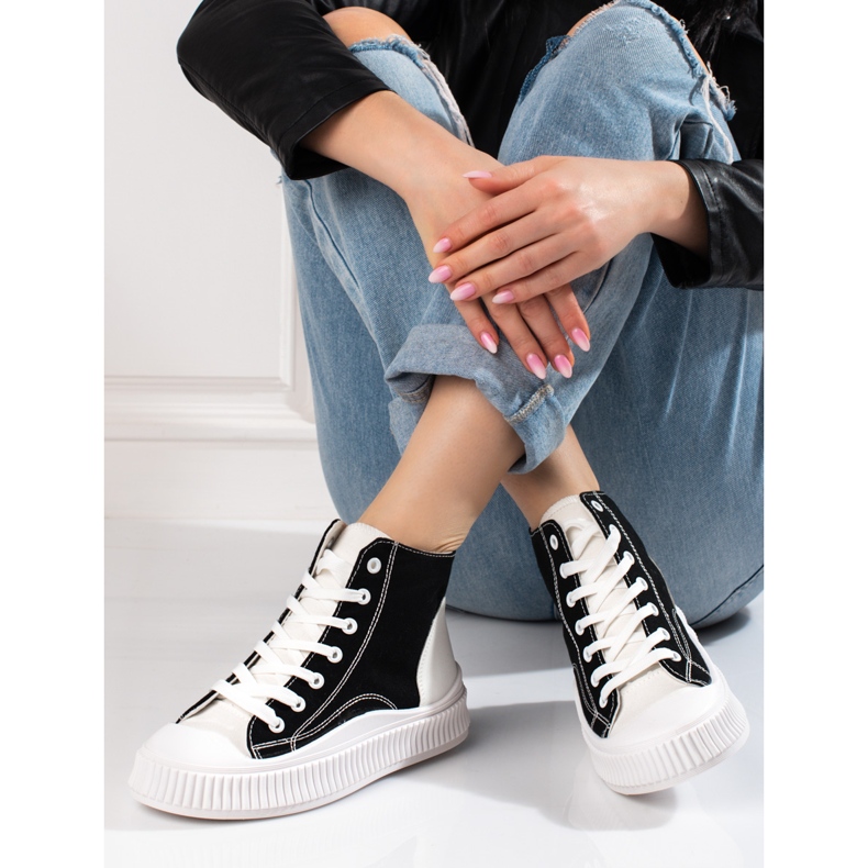 Tênis feminino Shelovet alto branco e preto 1