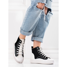 Tênis feminino Shelovet alto branco e preto 2