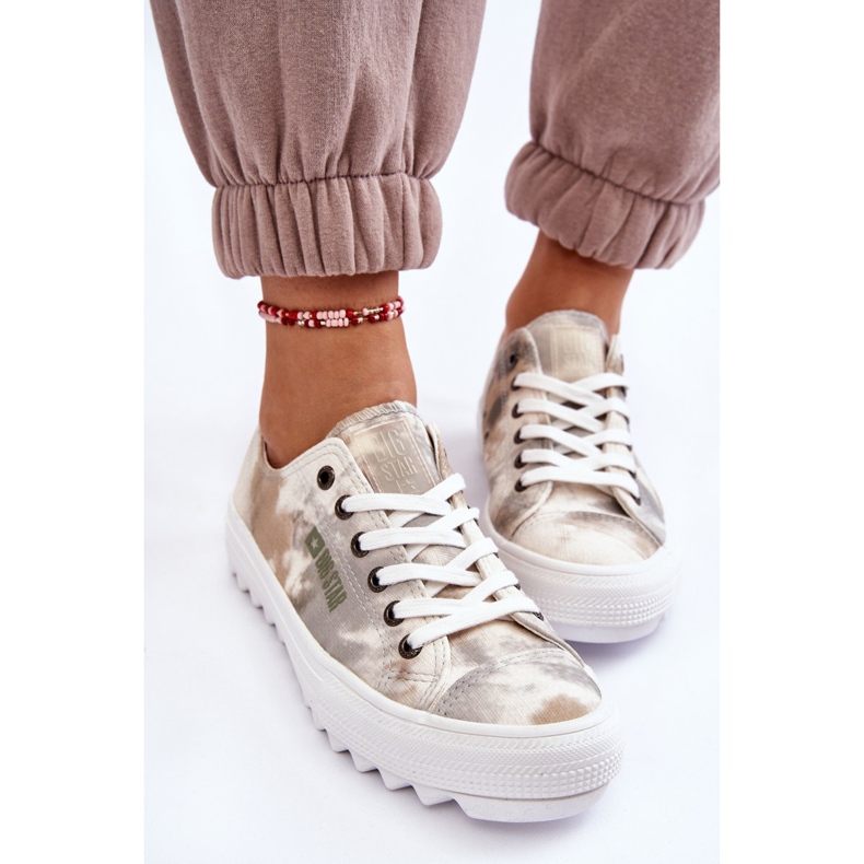 Tênis baixo da moda Big Star LL274043 branco e cinza bege 1
