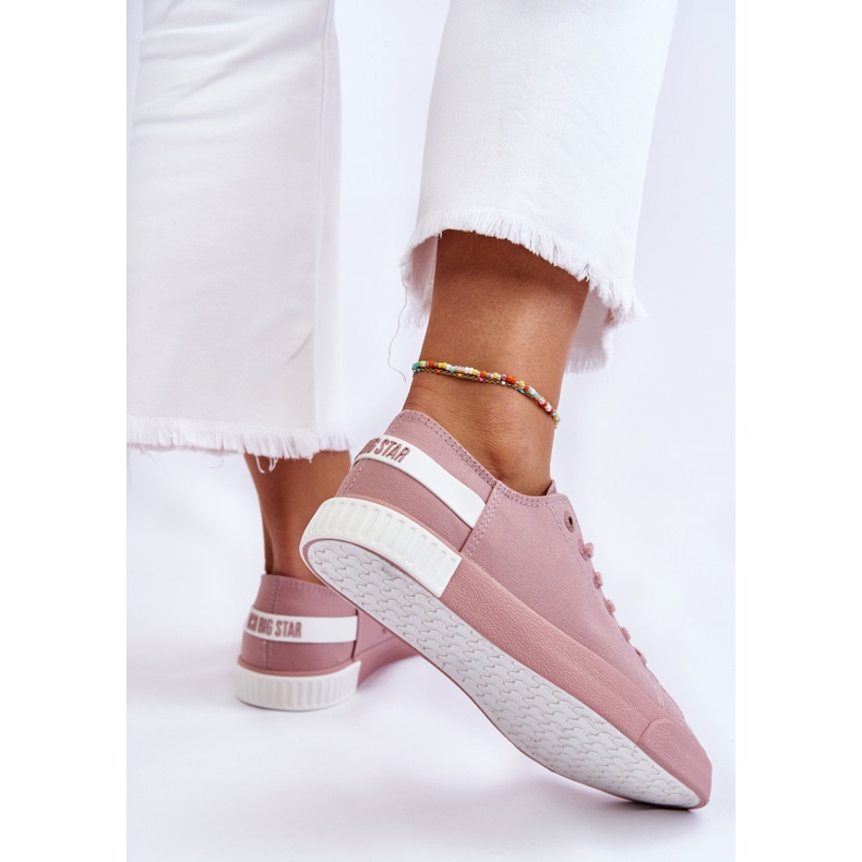Tênis feminino baixo Big Star LL274040 rosa branco 2