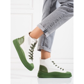 Tênis feminino Shelovet alto branco e verde 1