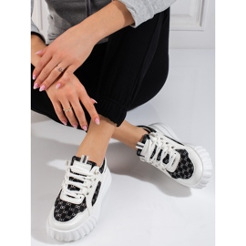 Sapatos desportivos de mulher Shelovet brancos com aplicações pretas preto 3