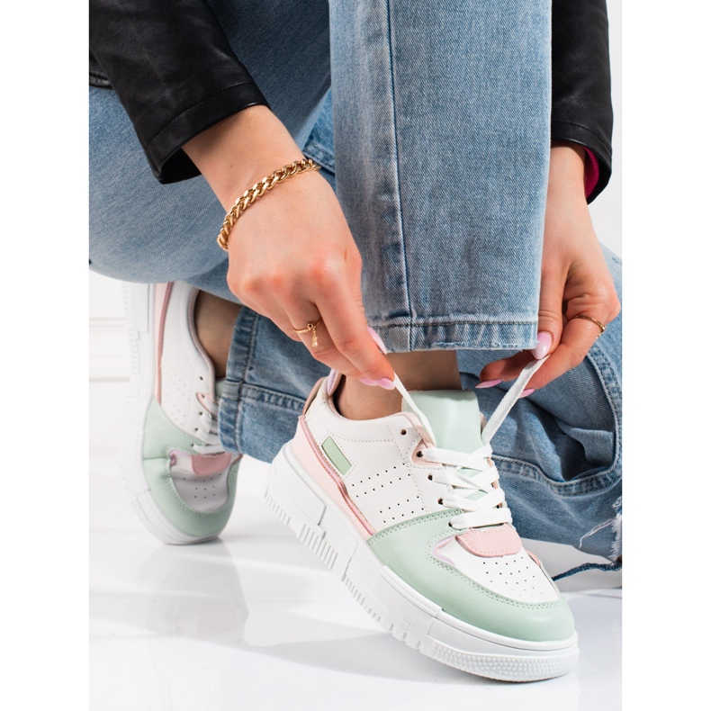 Ténis de mulher Shelovet pastel branco multicolorido 1