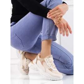 Ténis plataforma Shelovet bege de mulher laranja 1