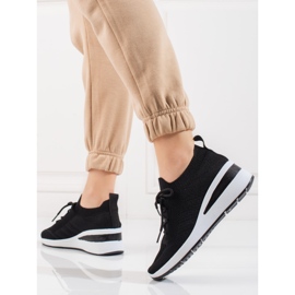 Tênis esportivo feminino Shelovet com cunha preto 2