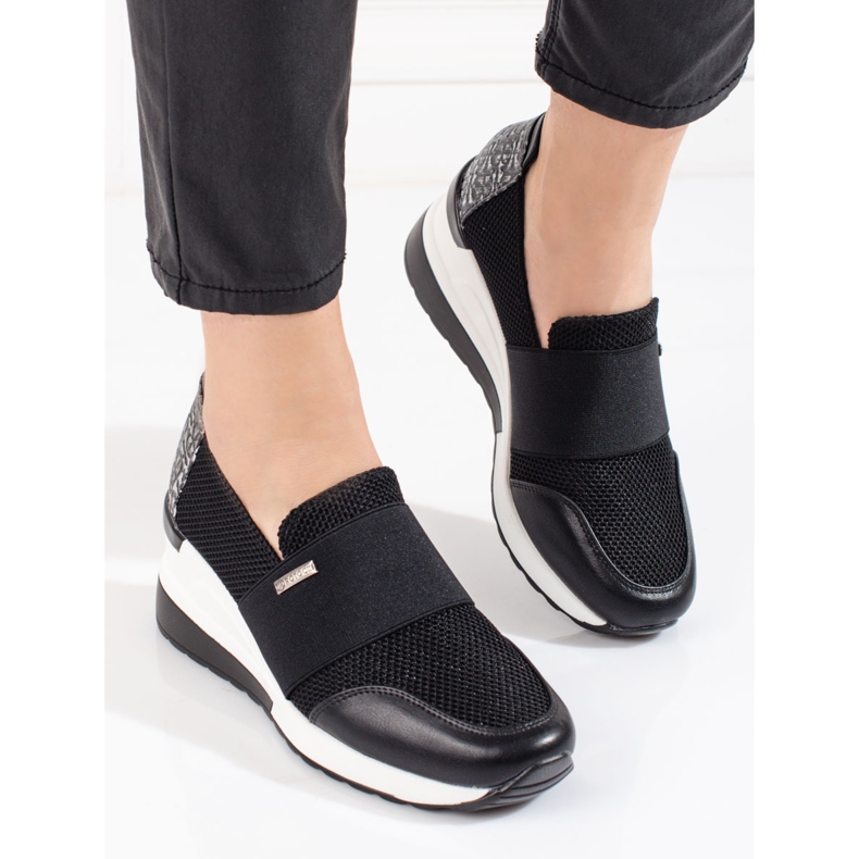 W. Potocki Ténis de cunha de mulher Potocki pretos 1