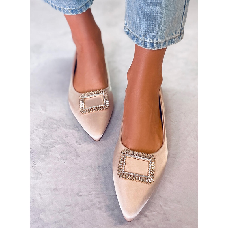PA1 Bailarinas elegantes com pedras Lorella Beige bege 1