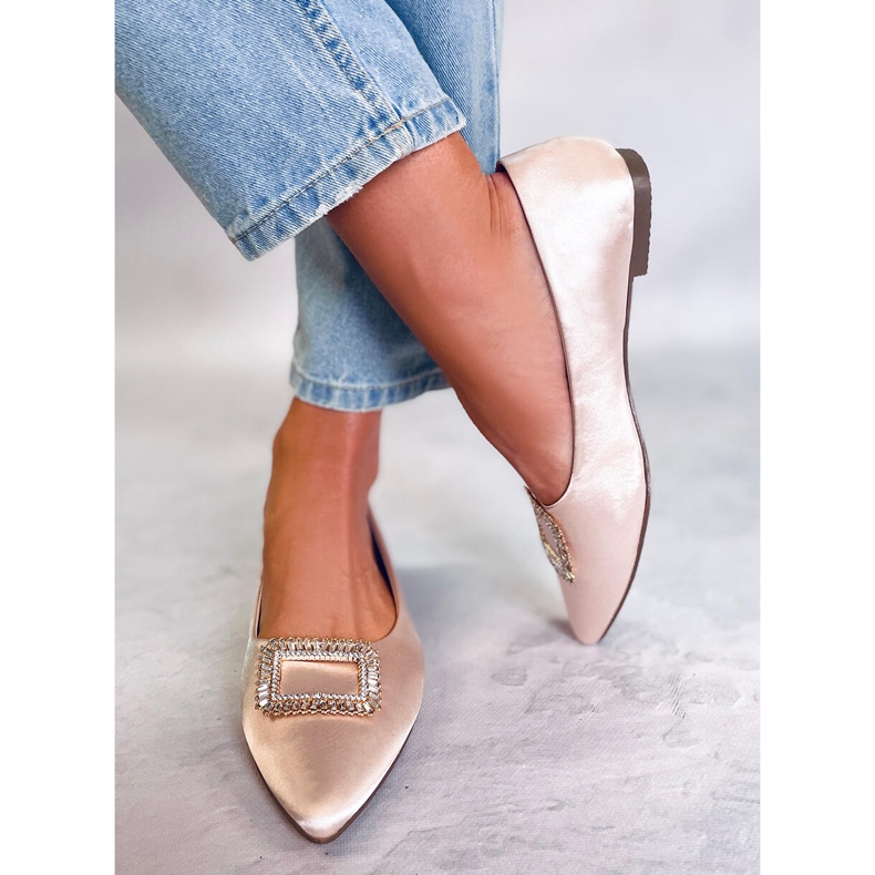 PA1 Bailarinas elegantes com pedras Lorella Beige bege 2