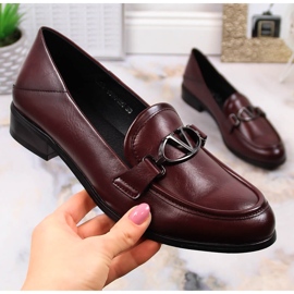 Sapatos de mulher cor de vinho com salto baixo Vinceza 10904 vermelho 1
