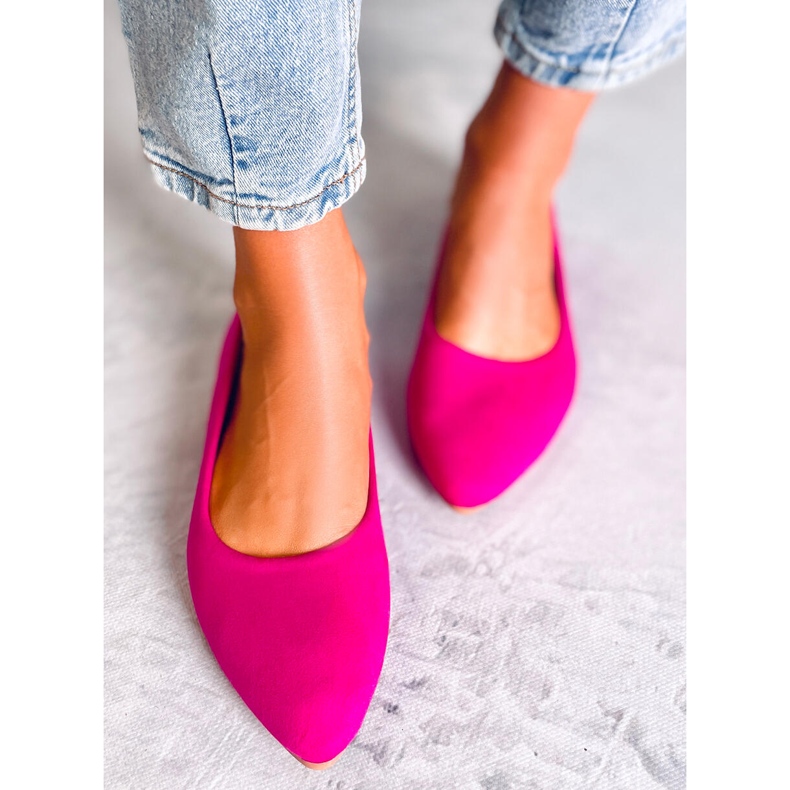 BM Sapatilhas de balé com palmilha de couro fúcsia Keys rosa 1