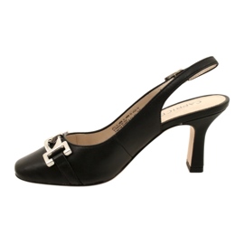 Sandálias de couro feminino com decoração Caprice 9-29626-20 022 NAPPA BLACK preto 2