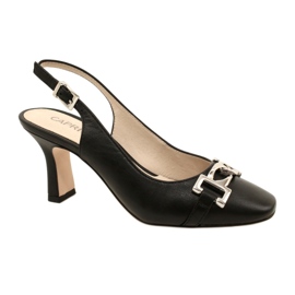 Sandálias de couro feminino com decoração Caprice 9-29626-20 022 NAPPA BLACK preto 1