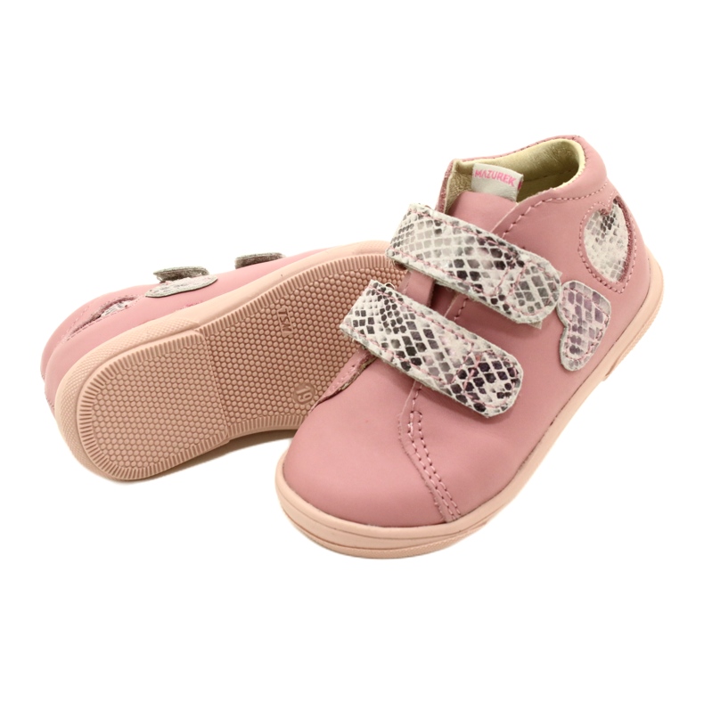 Sapatos de velcro Mazurek 1264 Pink Snake Hearts rosa 4