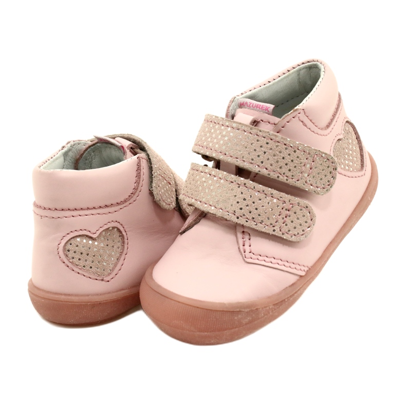 Botas com velcro Mazurek 1341 Pink Glitter Heart rosa 3