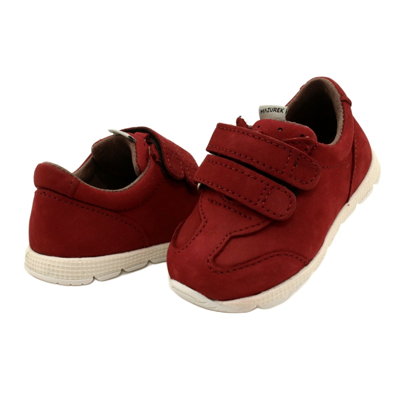 Sapatos infantis de couro casual Mazurek 1362 Velcro vermelho 3