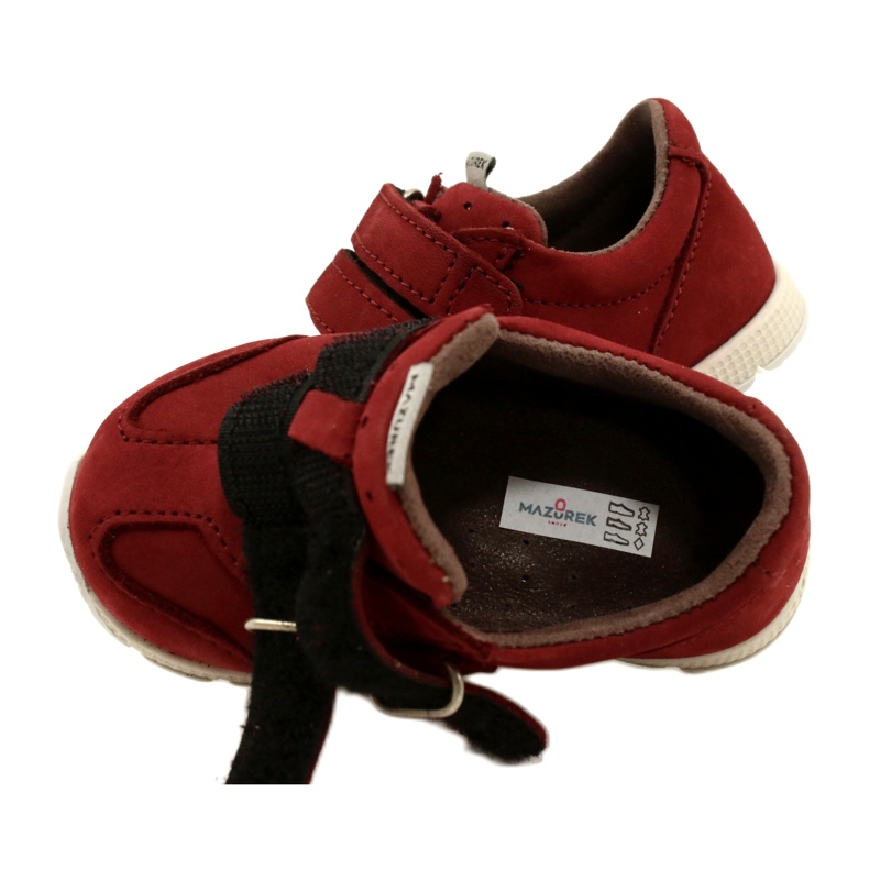 Sapatos casuais de couro Mazurek 1362 com velcro, vermelho 5