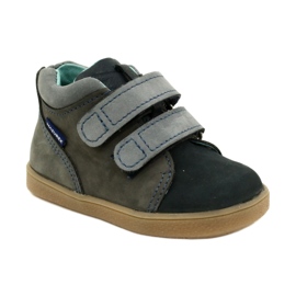Sapatos infantis de couro com velcro mazurek 1302 marinho cinza 1