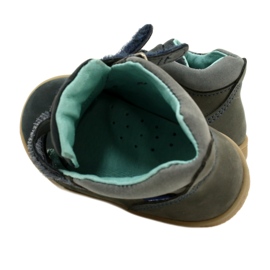 Sapatos infantis de couro com velcro mazurek 1302 marinho cinza 7