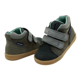 Sapatos infantis de couro com velcro mazurek 1302 marinho cinza 4