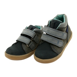 Sapatos infantis de couro com velcro mazurek 1302 marinho cinza 3