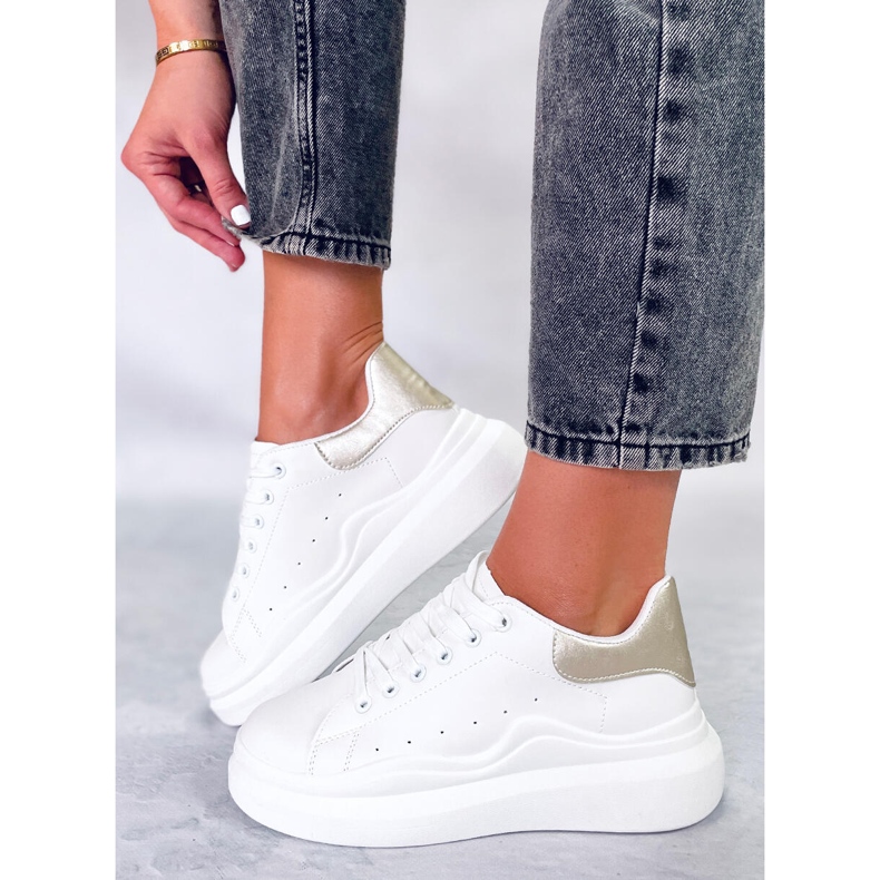 BM Tênis esportivo feminino Leone Gold branco dourado 2