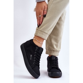 Tênis feminino clássico cano alto Big Star LL274001 preto 2