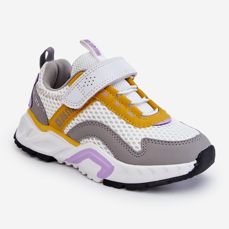 Tênis esportivo infantil com velcro Big Star JJ374257 branco e amarelo multicolorido 2