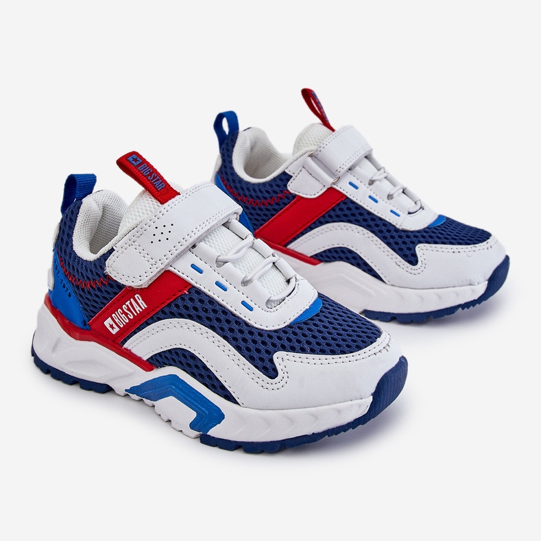 Tênis esportivo infantil com velcro Big Star JJ374259 branco e azul marinho multicolorido 1