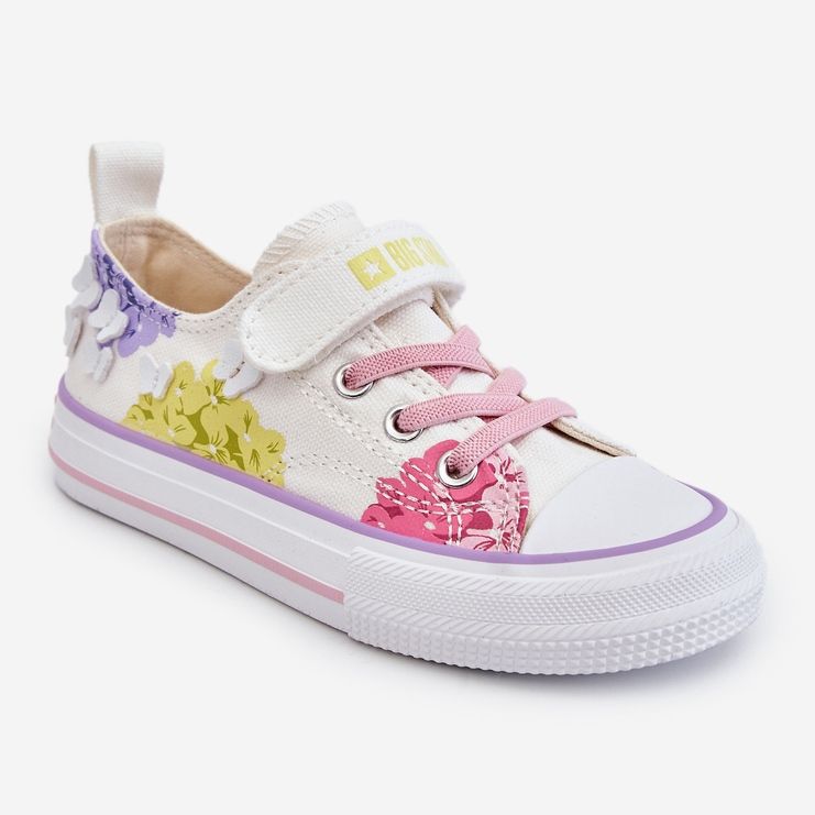 Tênis infantil com velcro baixo Big Star LL374061 branco multicolorido 2