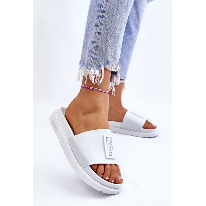 Chinelos femininos Big Star LL274428 branco 2