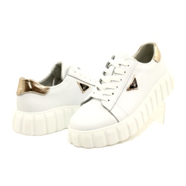 Tênis de couro Filippo DP4138 branco dourado 4